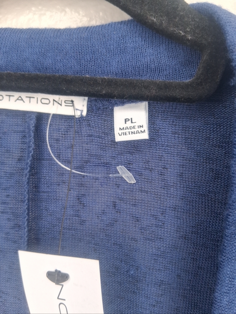 Notations Half Sleeve Navy Open Front Cardigan Lightweight Transitional Petite L - Picture 3 of 13
